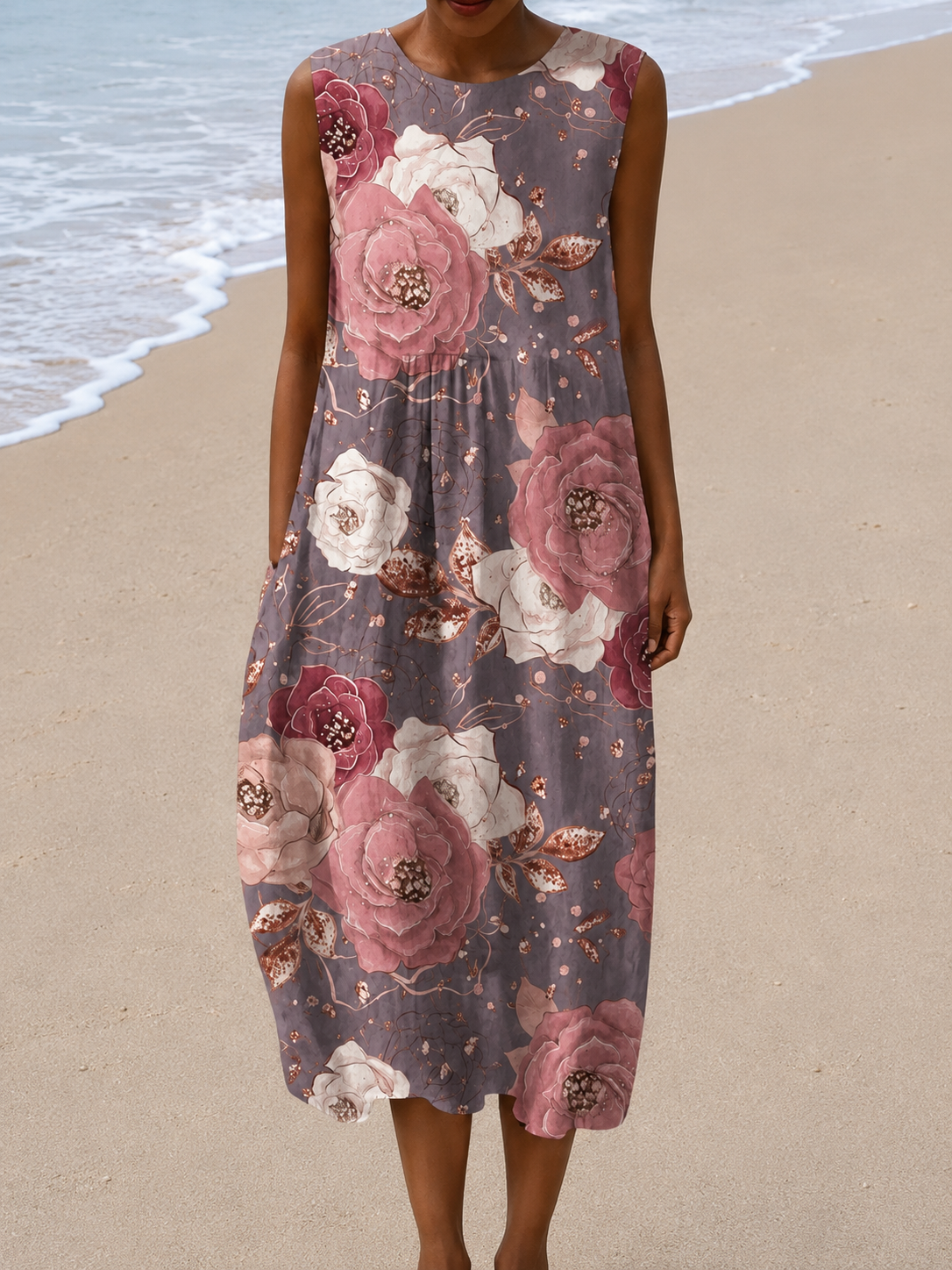 Victoria - Robe Midi Sans Manches Coupe Décontractée