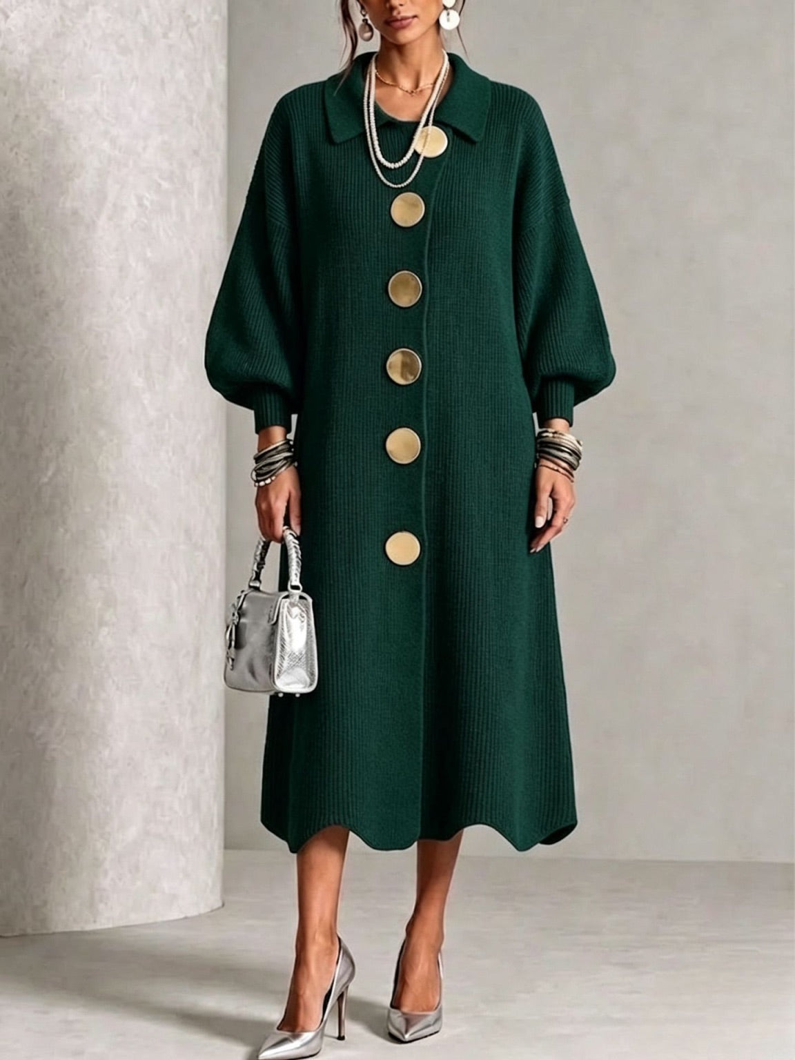 Sienna – Robe boutonnée à manches longues