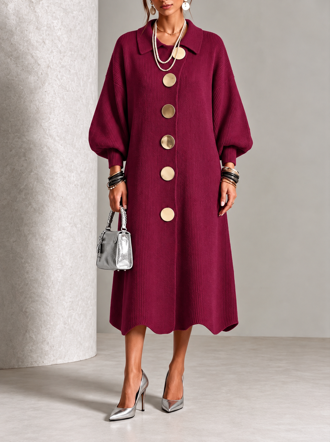 Sienna – Robe boutonnée à manches longues