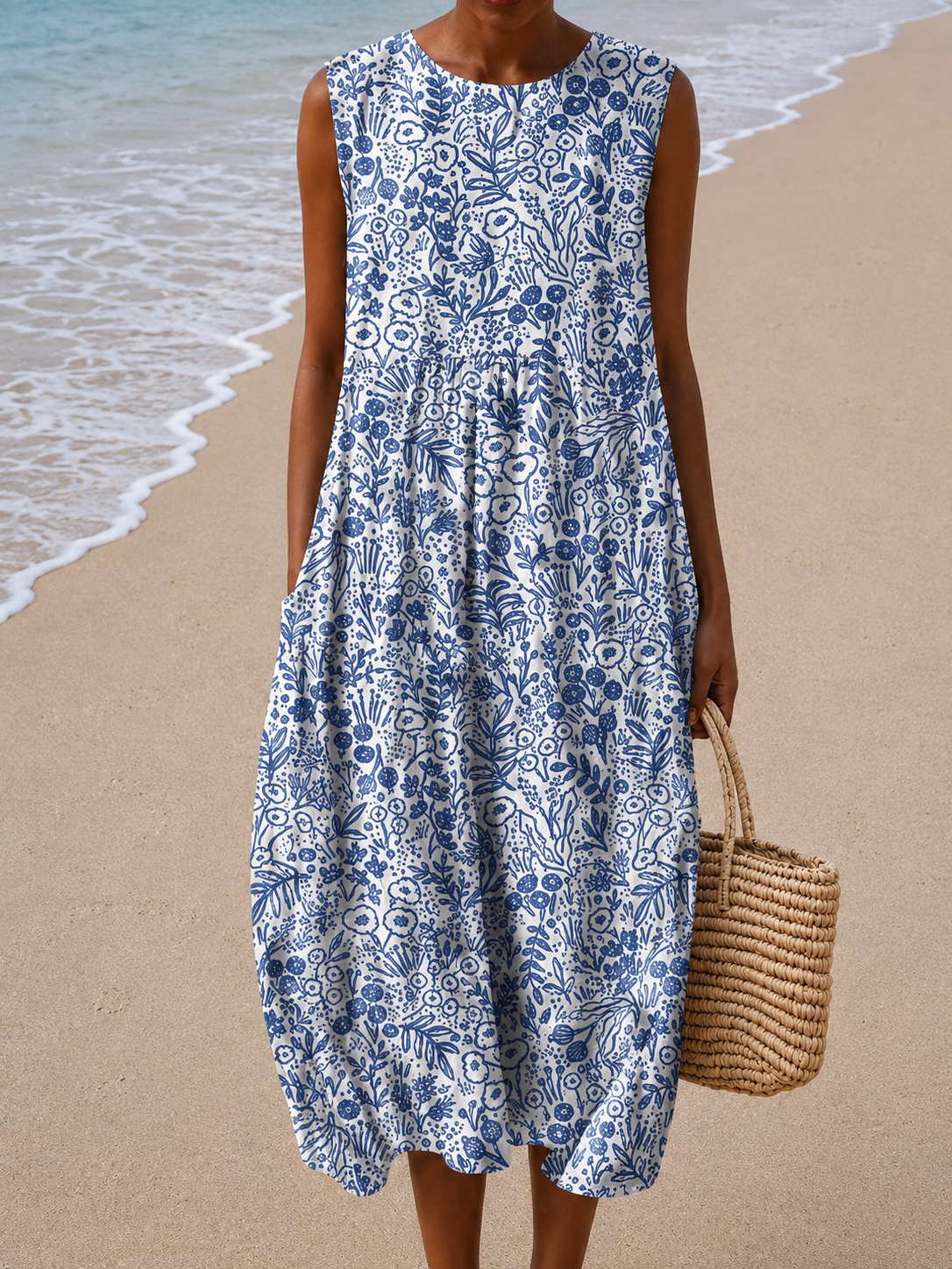 Eva - Robe Midi Sans Manches Coupe Décontractée