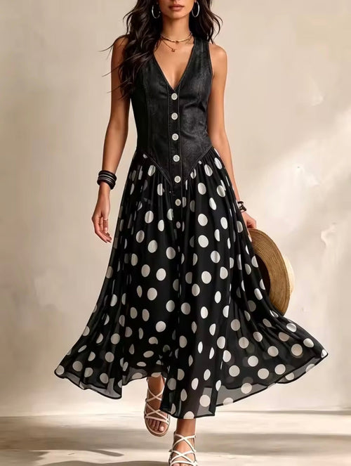 Bianca | Robe midi en mousseline à pois