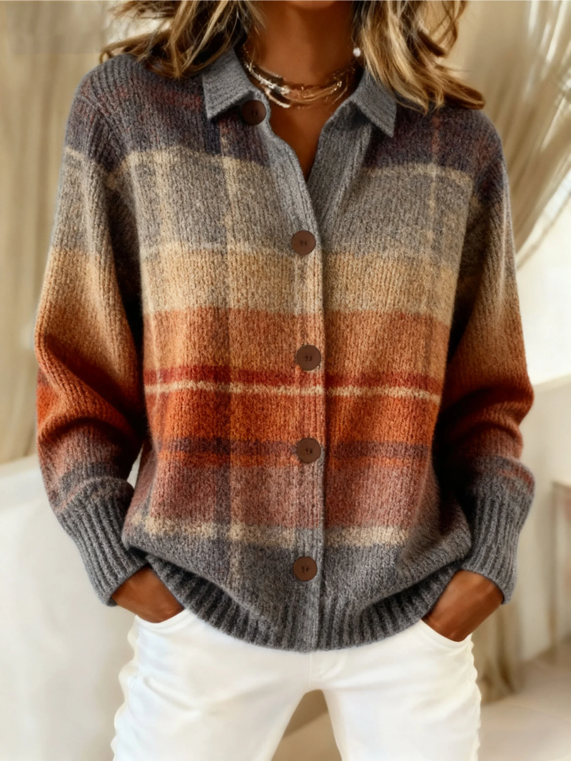 Edith | Gilet à carreaux dégradés style automne