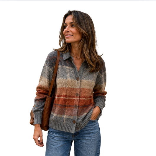Edith | Gilet à carreaux dégradés style automne