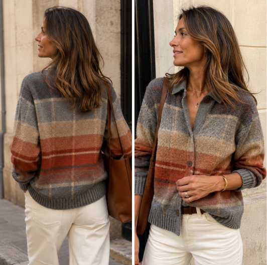 Edith | Gilet à carreaux dégradés style automne