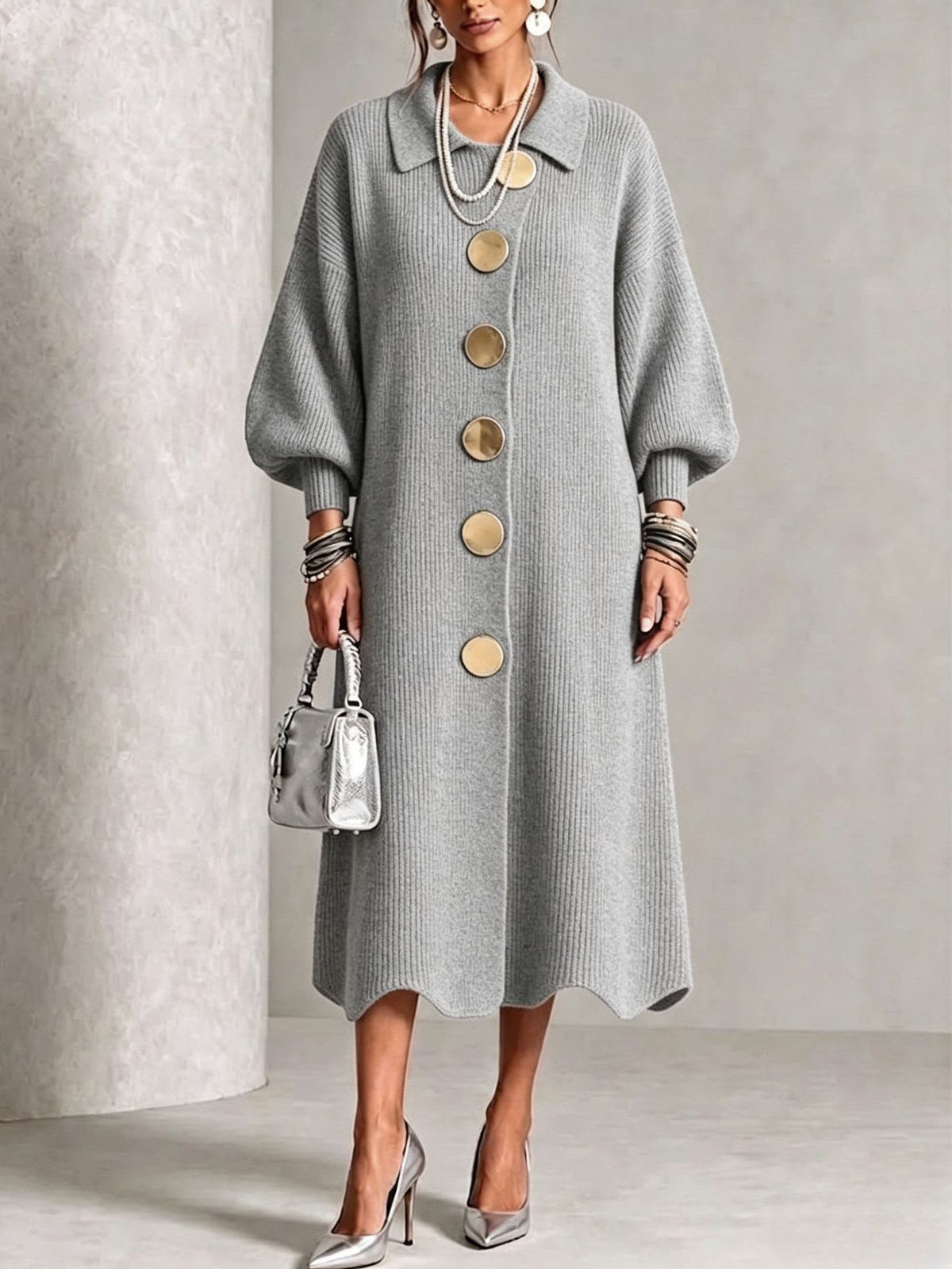 Sienna – Robe boutonnée à manches longues