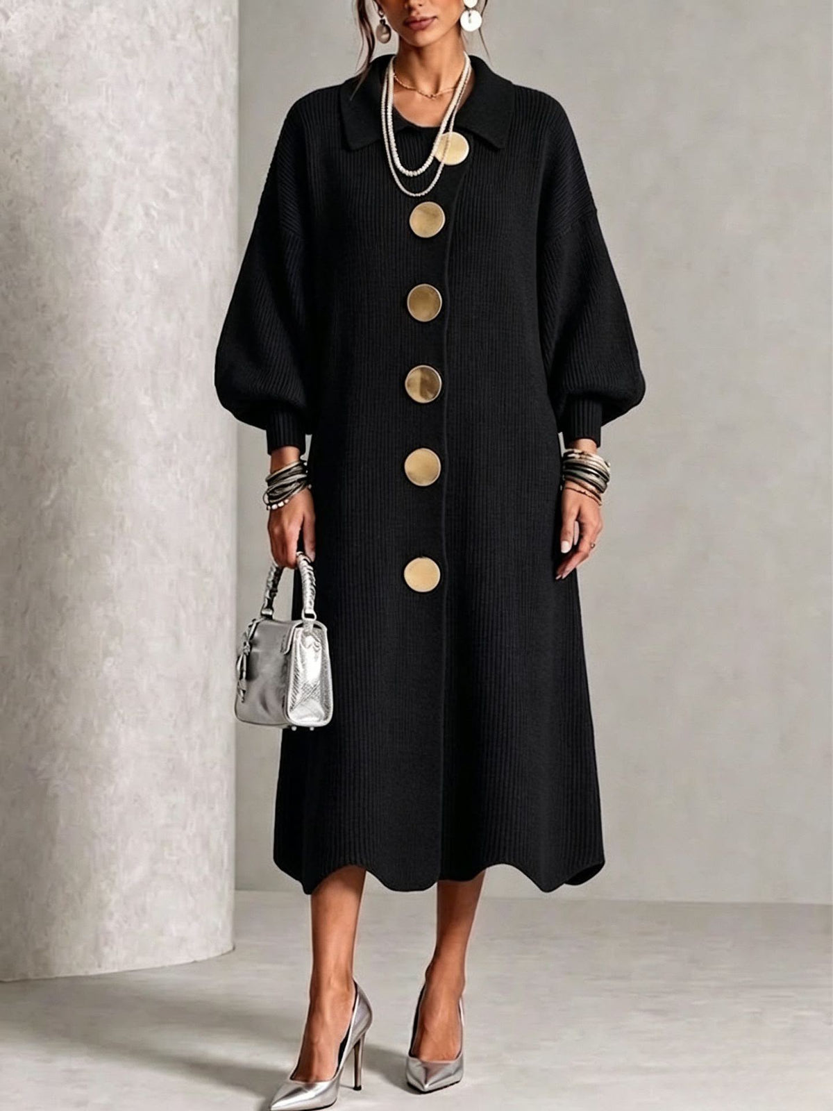 Sienna – Robe boutonnée à manches longues