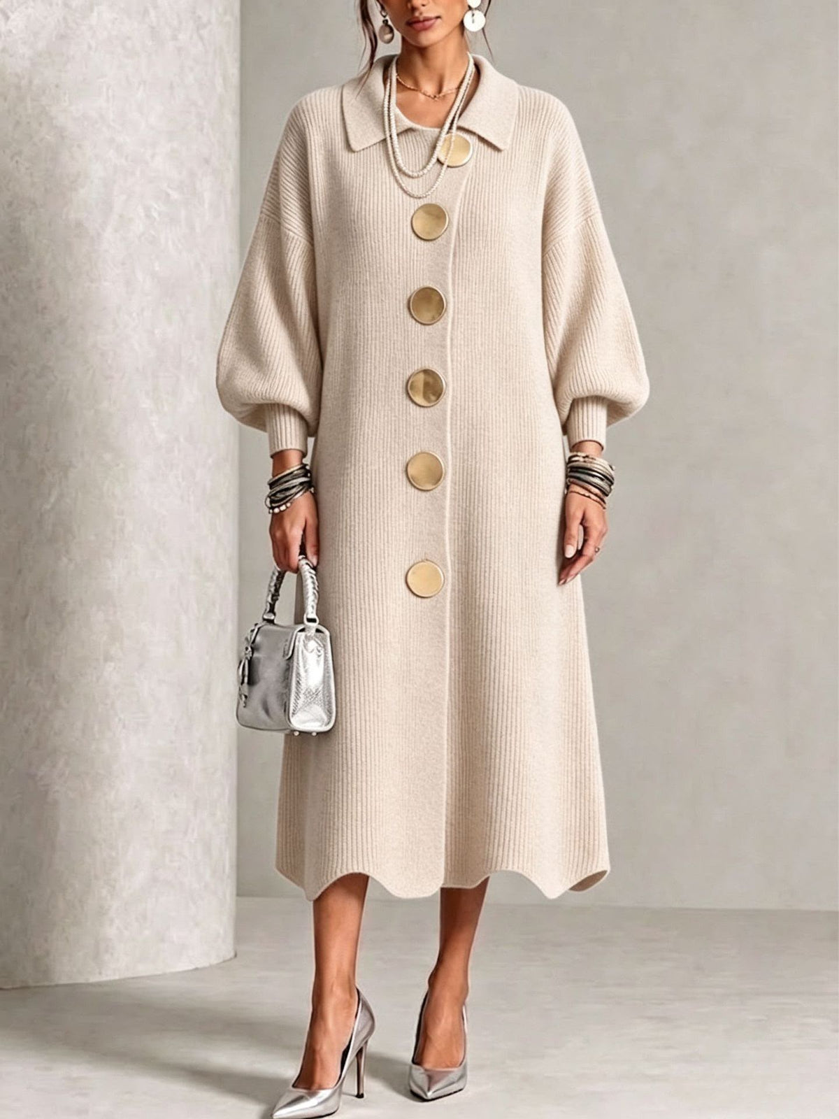 Sienna – Robe boutonnée à manches longues
