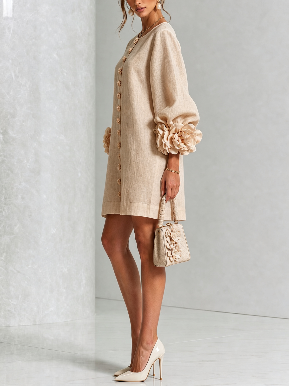 Maisie- Rosette Cuff Mini Dress