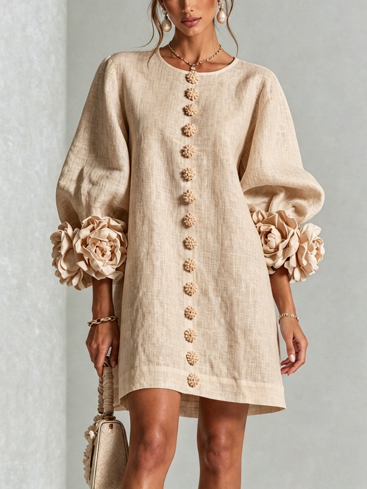 Maisie- Rosette Cuff Mini Dress