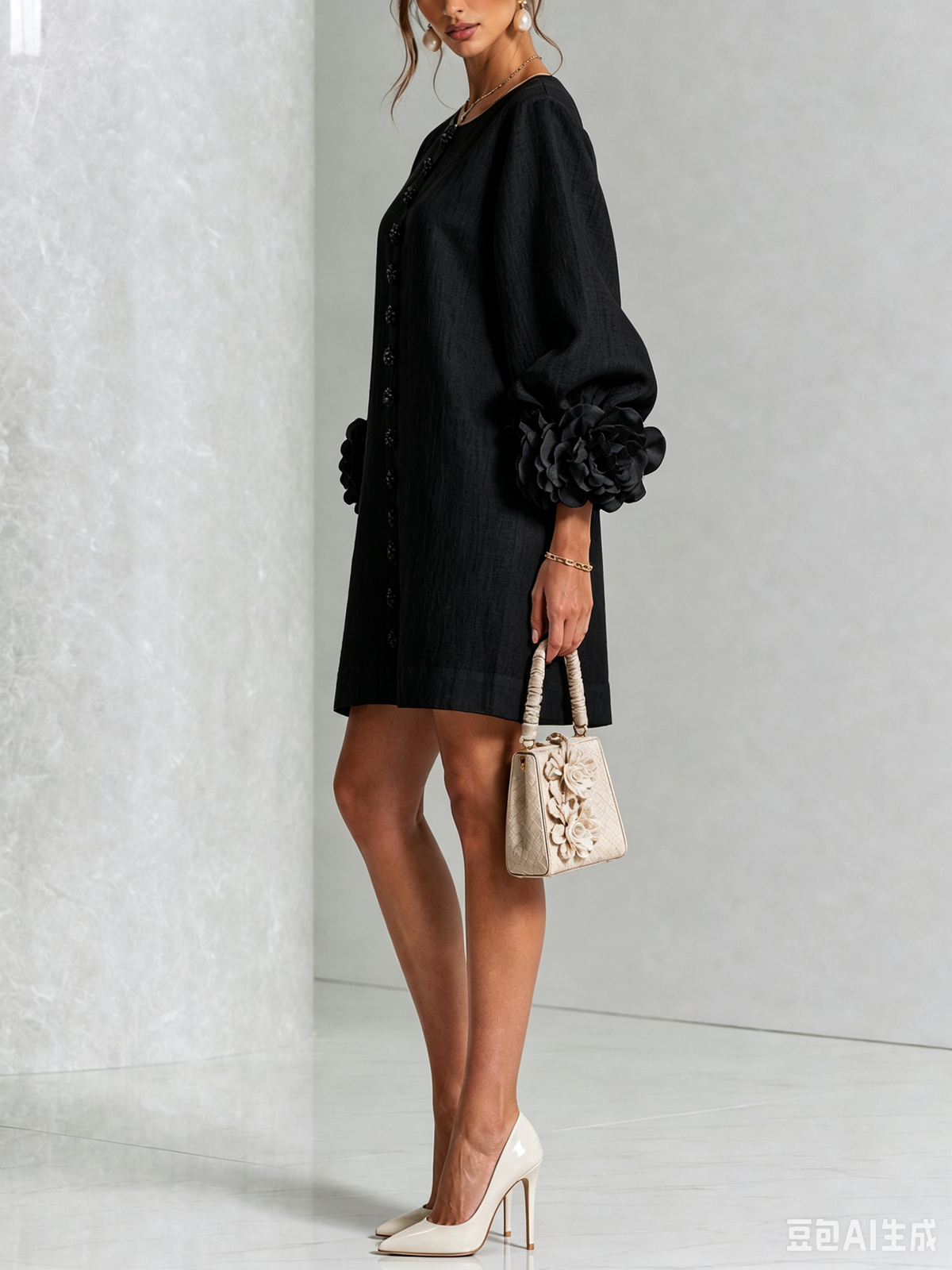 Maisie- Rosette Cuff Mini Dress