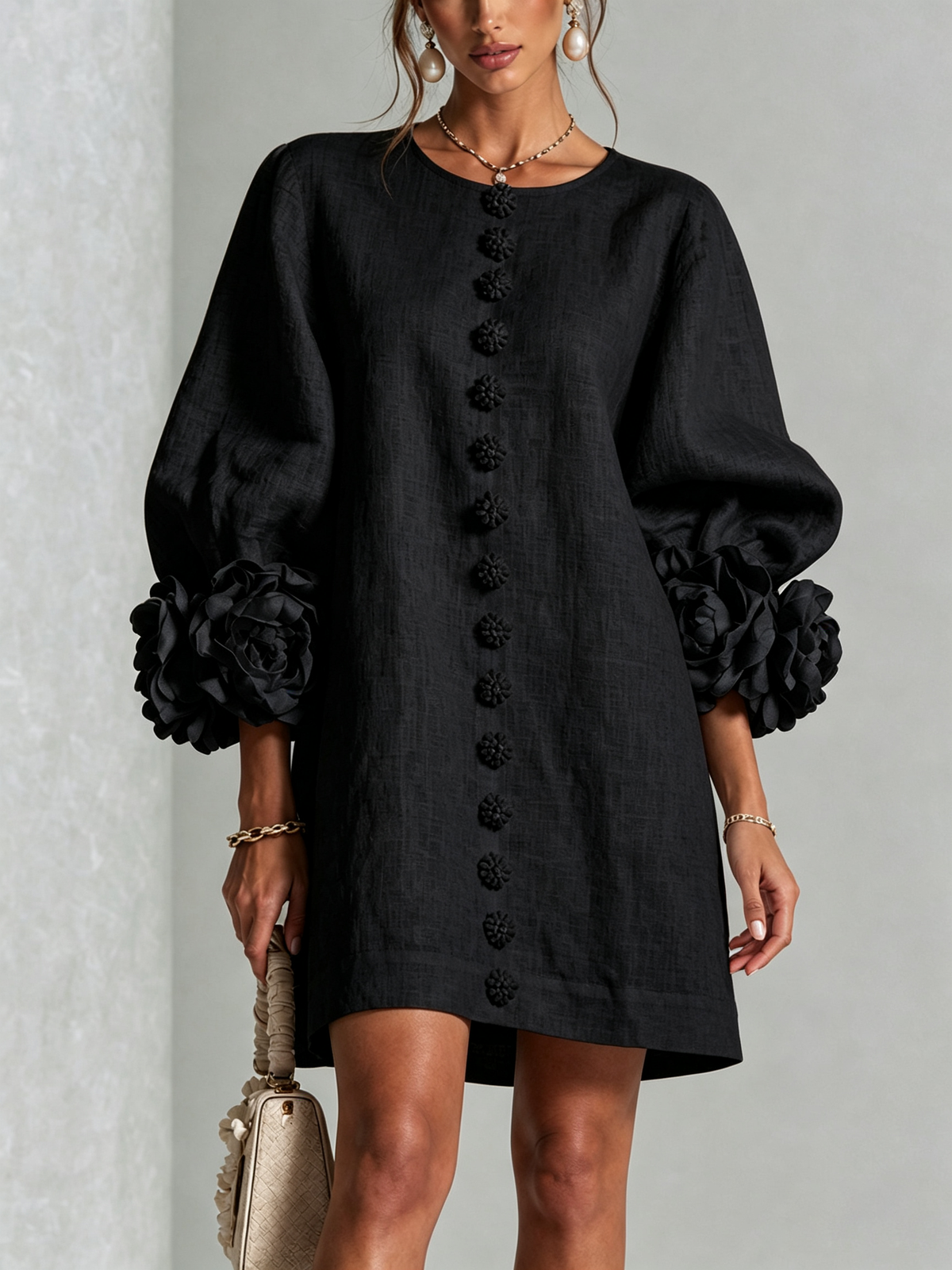Maisie- Rosette Cuff Mini Dress