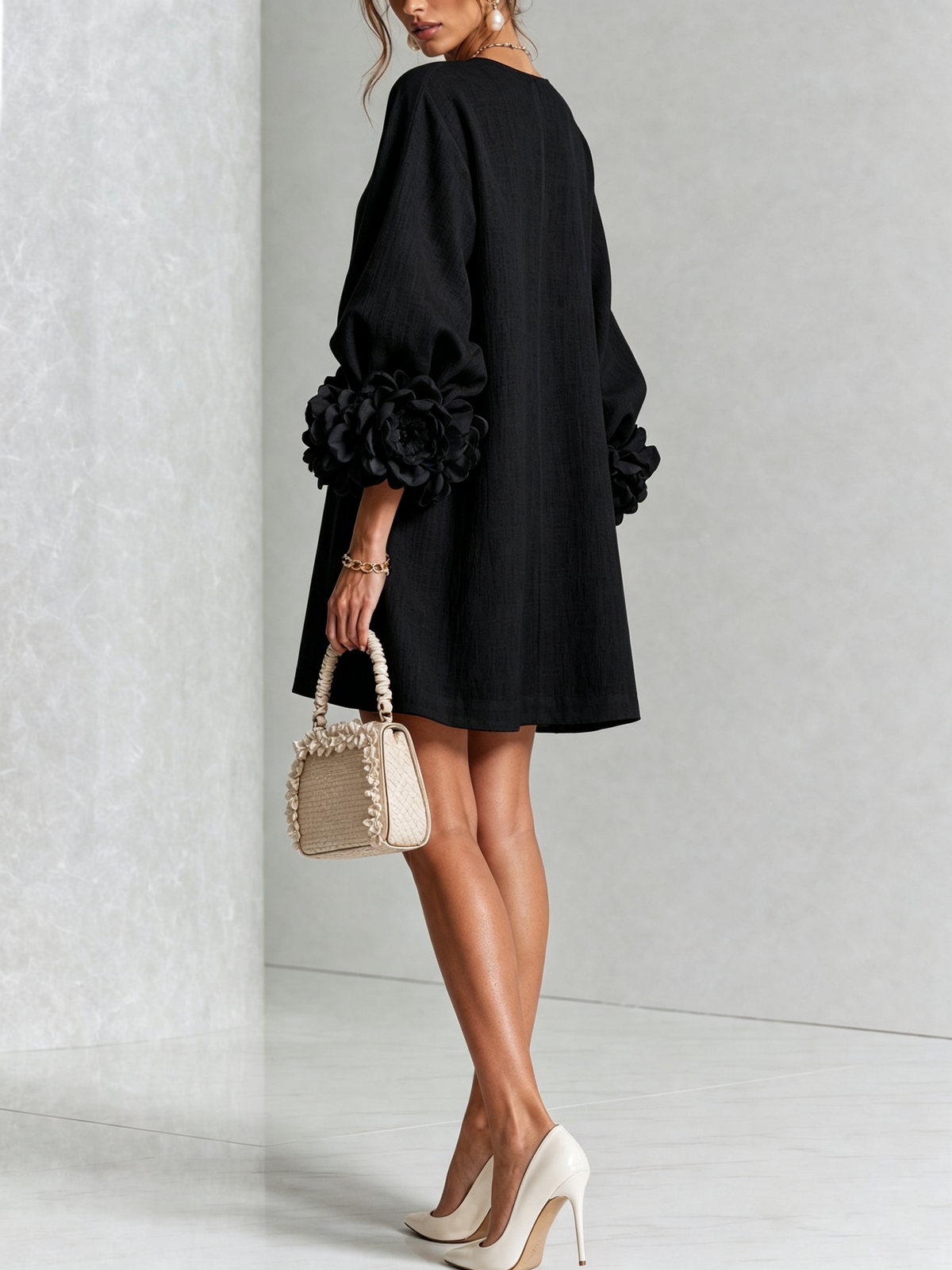 Maisie- Rosette Cuff Mini Dress
