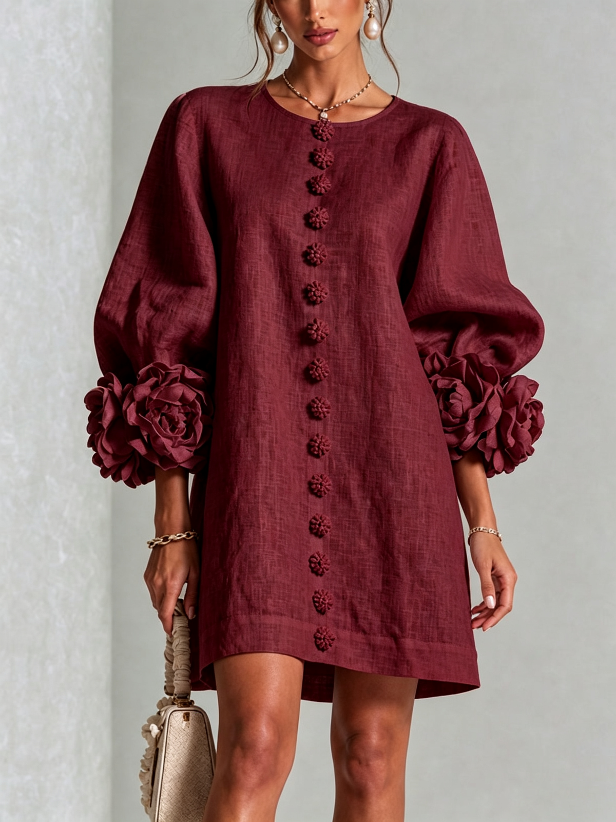Maisie- Rosette Cuff Mini Dress