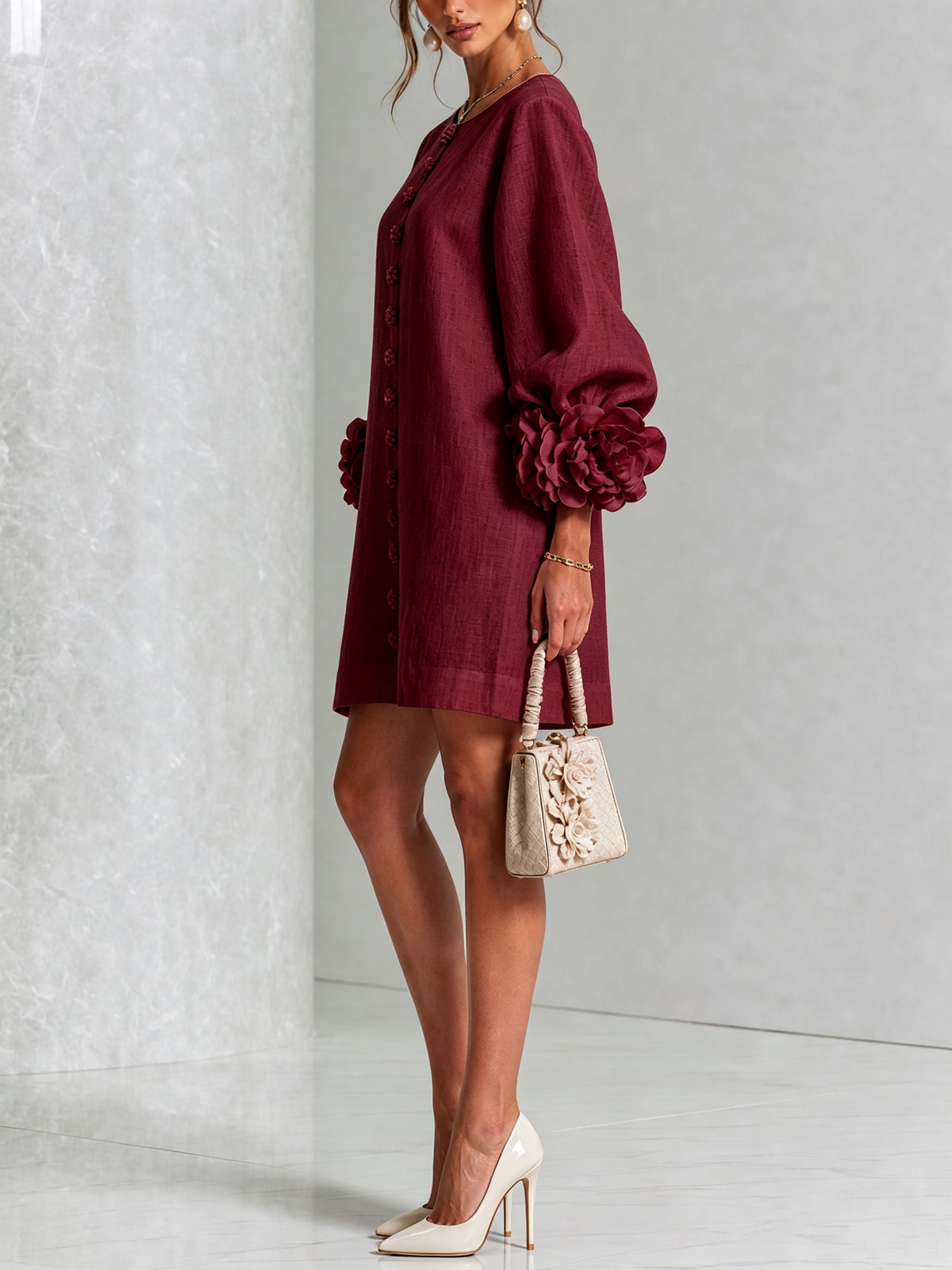 Maisie- Rosette Cuff Mini Dress
