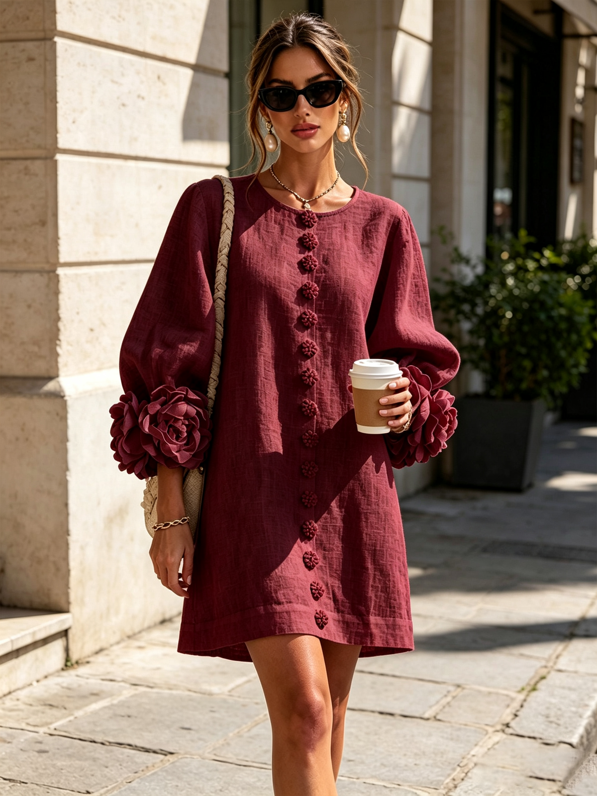 Maisie- Rosette Cuff Mini Dress