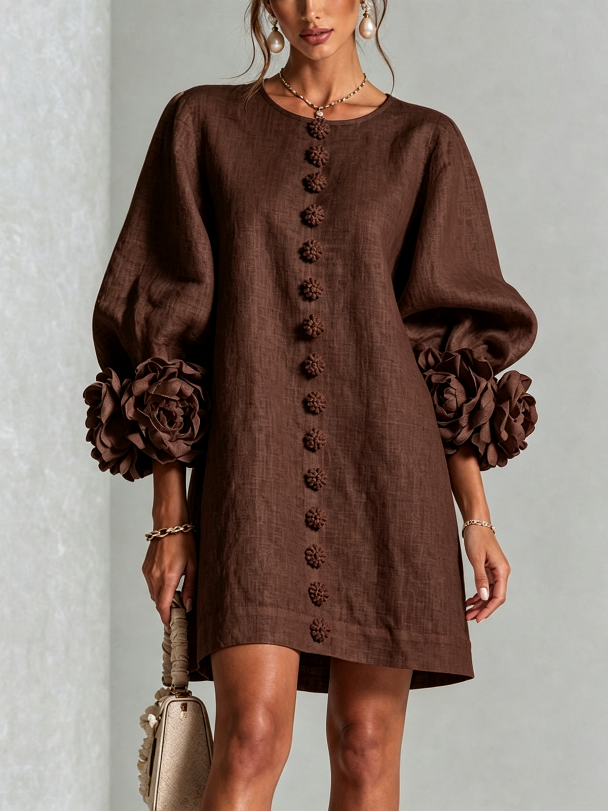 Maisie- Rosette Cuff Mini Dress