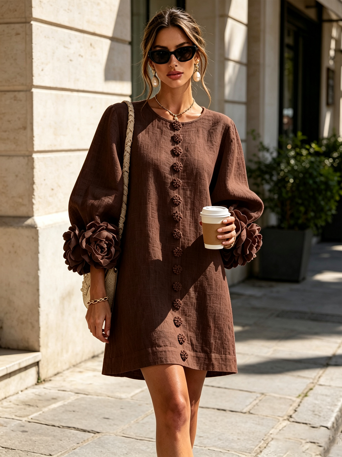 Maisie- Rosette Cuff Mini Dress