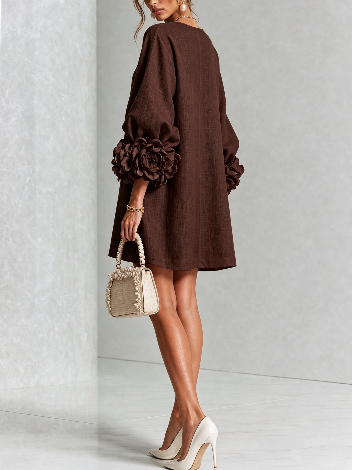 Maisie- Rosette Cuff Mini Dress