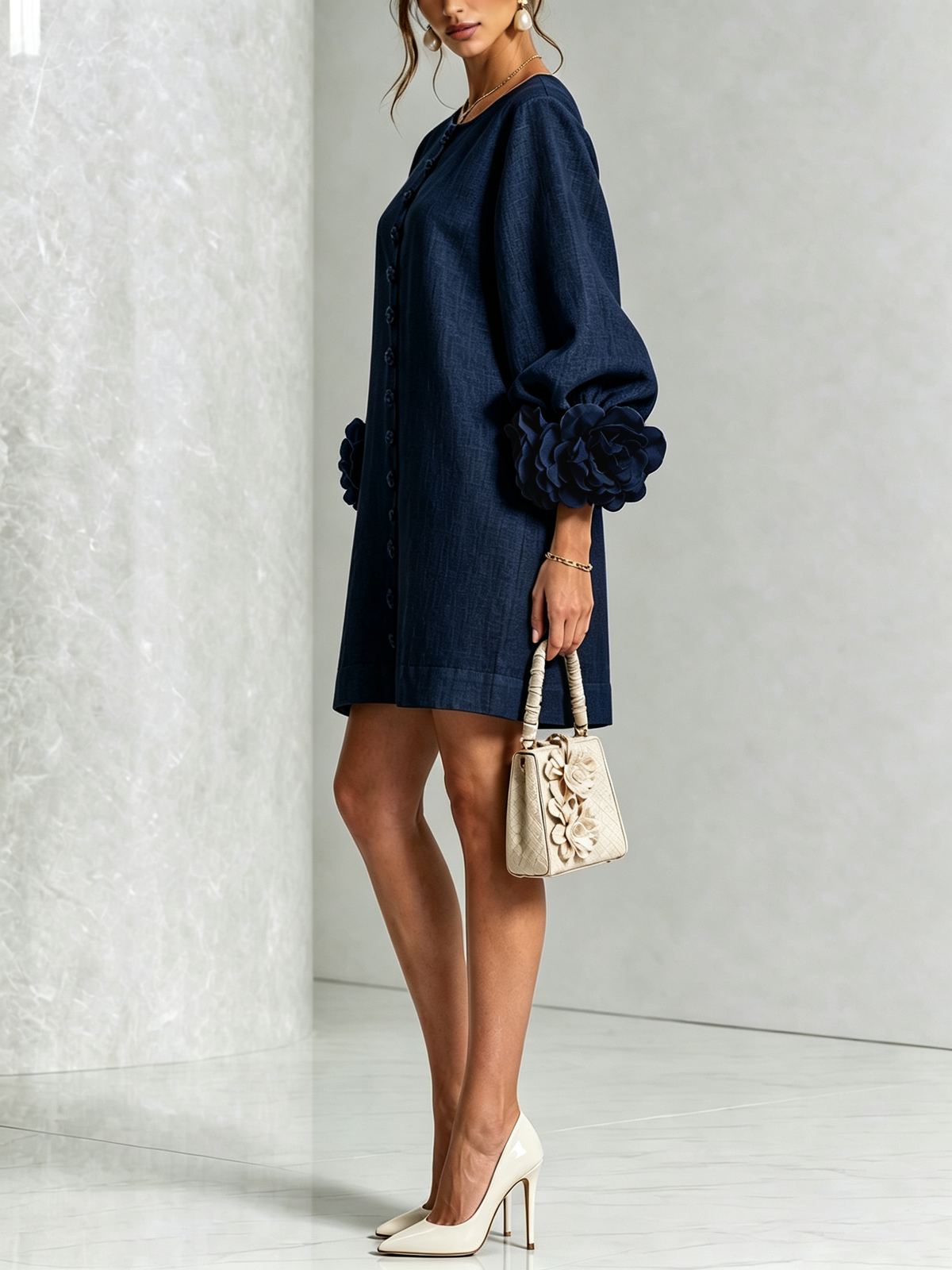 Maisie- Rosette Cuff Mini Dress