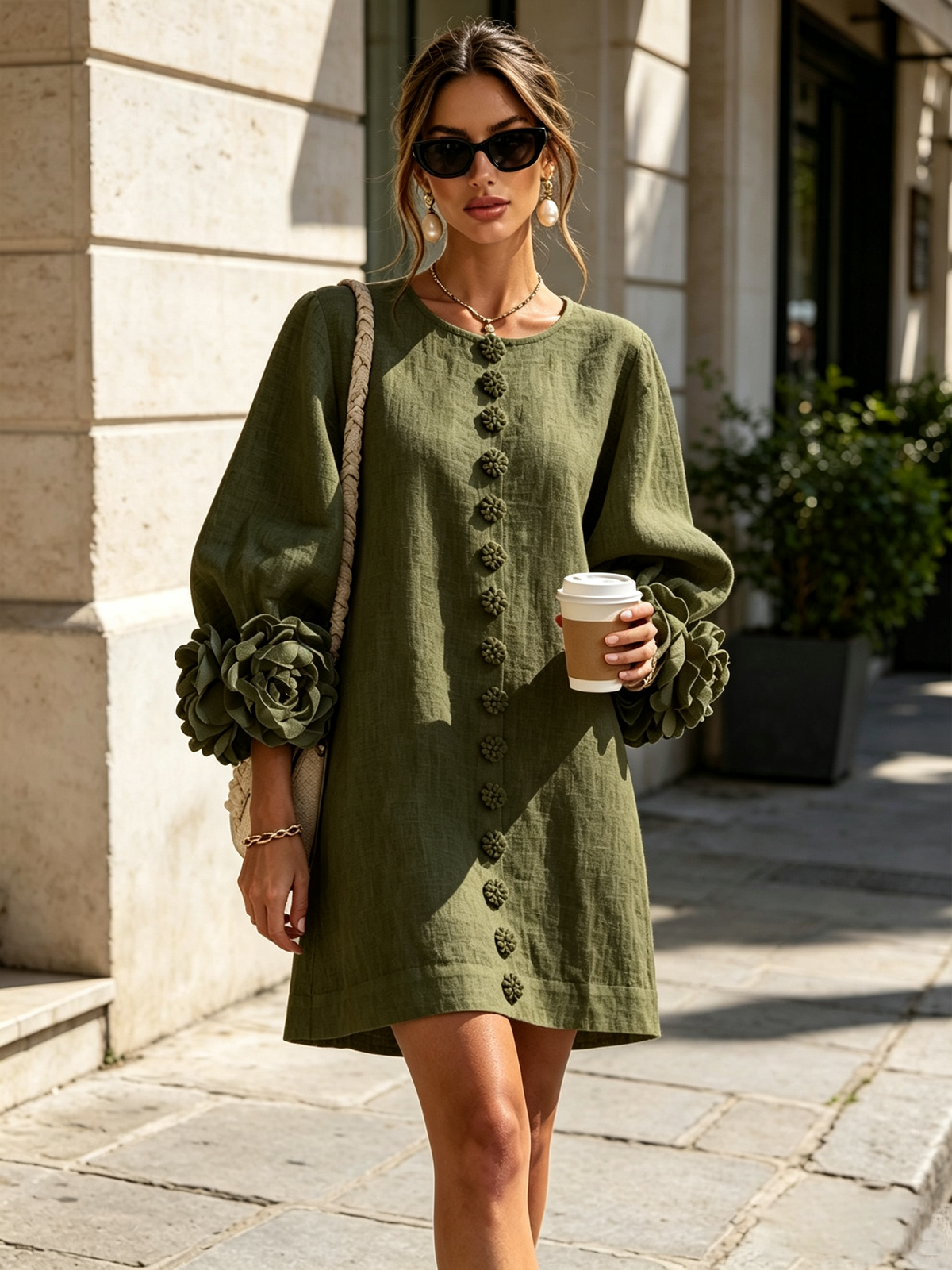 Maisie- Rosette Cuff Mini Dress