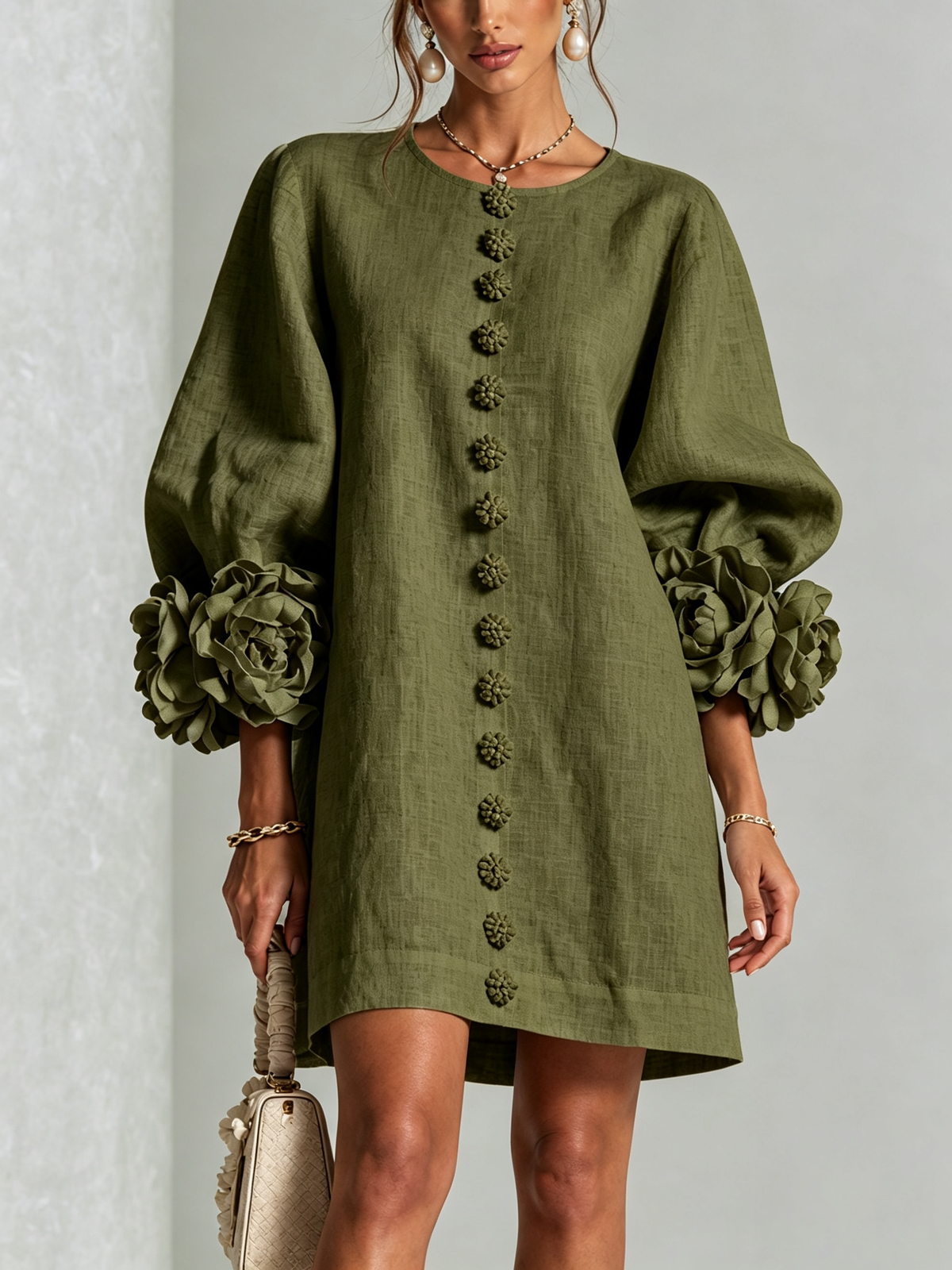 Maisie- Rosette Cuff Mini Dress