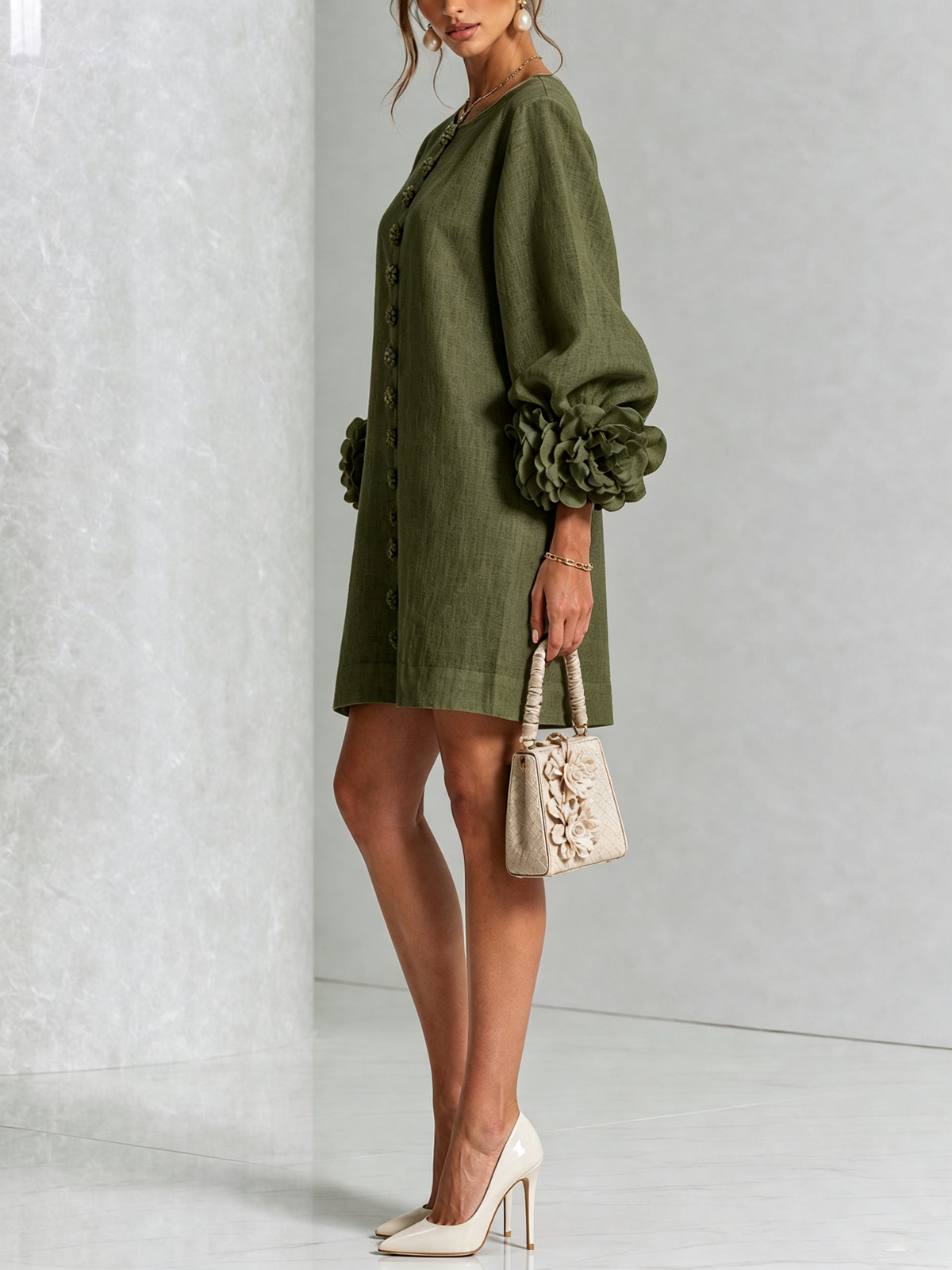 Maisie- Rosette Cuff Mini Dress