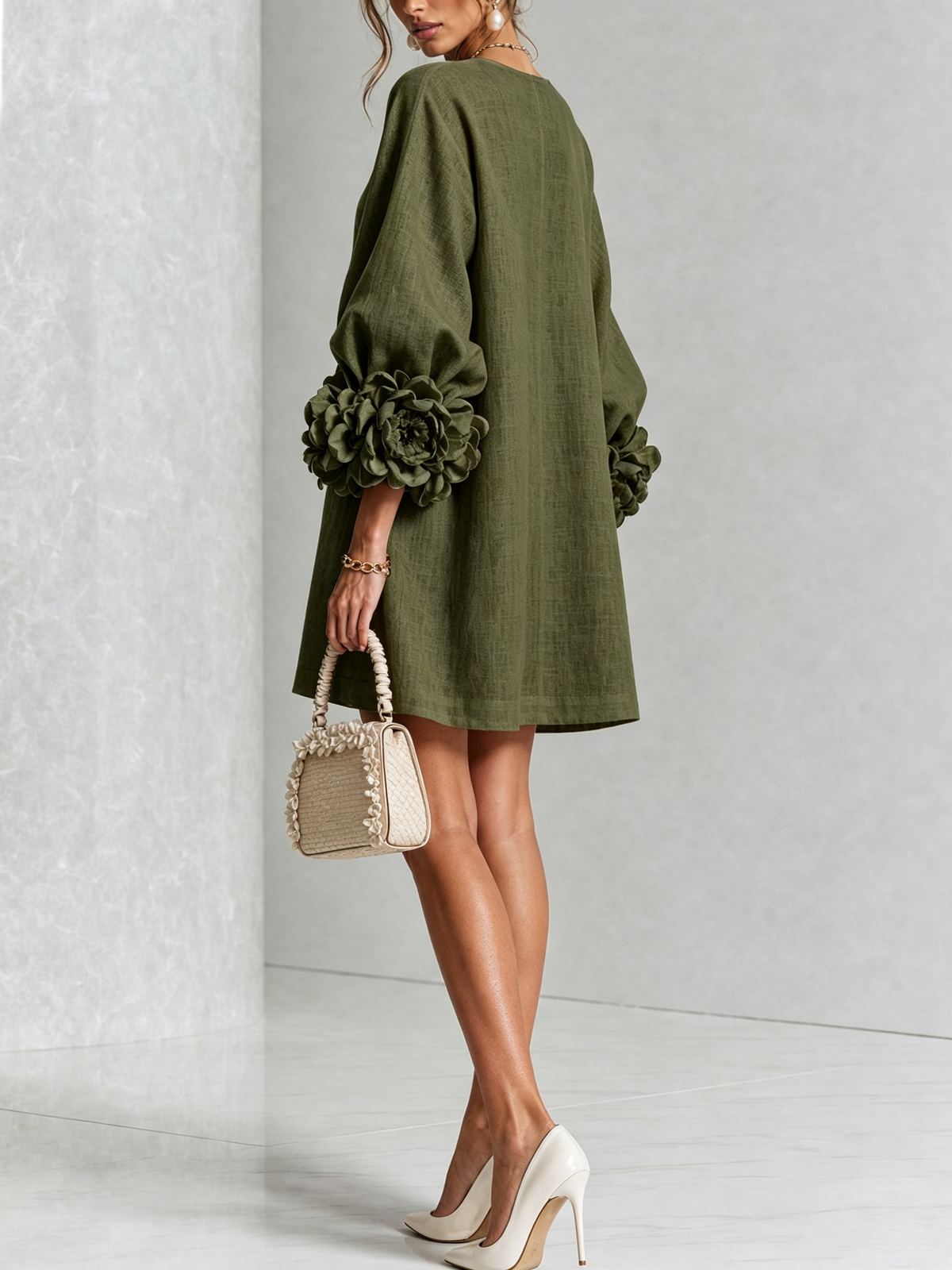 Maisie- Rosette Cuff Mini Dress