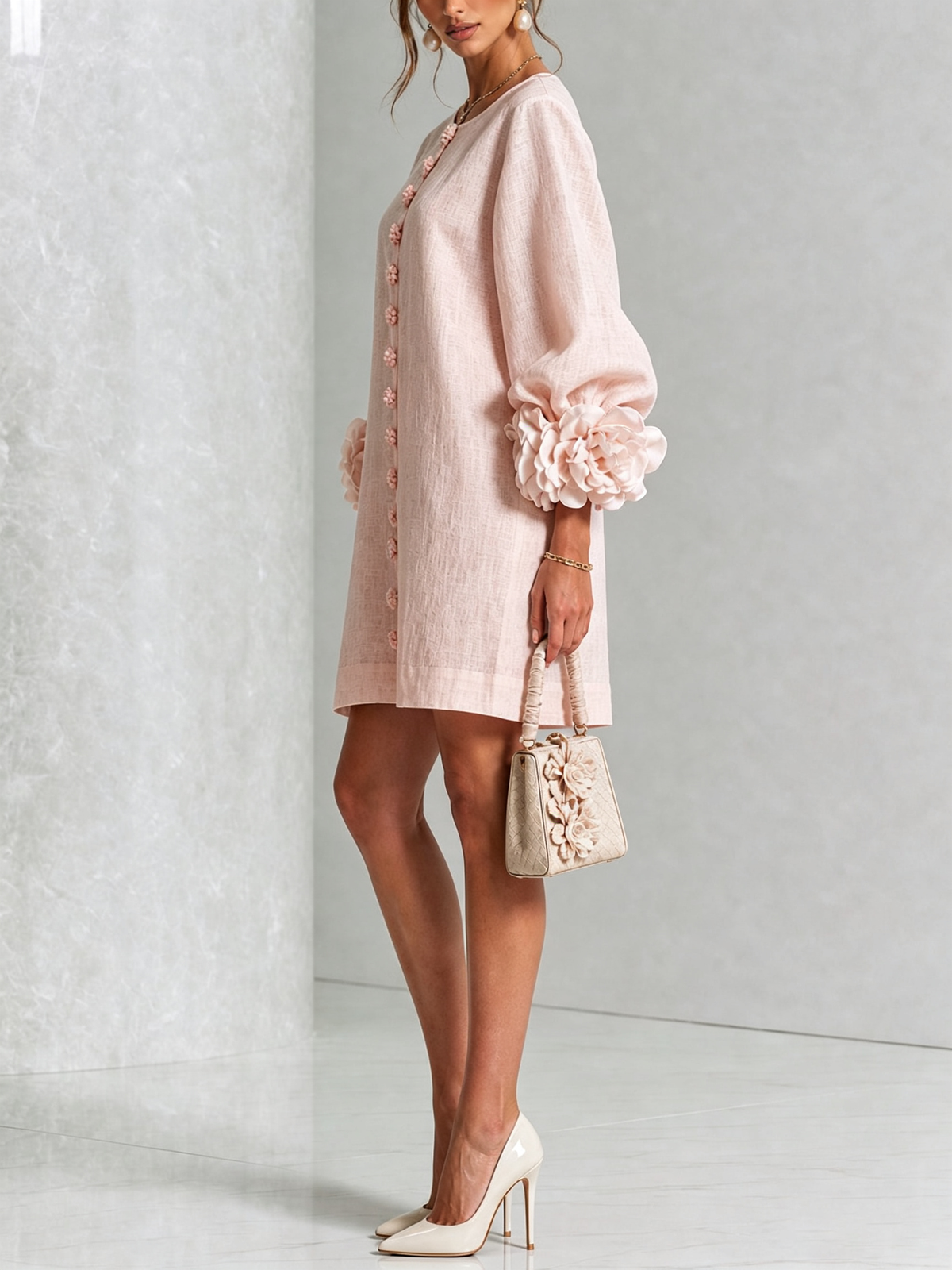 Maisie- Rosette Cuff Mini Dress
