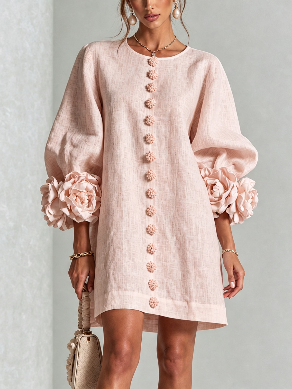 Maisie- Rosette Cuff Mini Dress