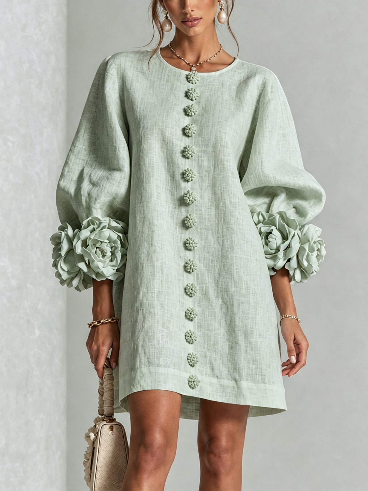 Maisie- Rosette Cuff Mini Dress