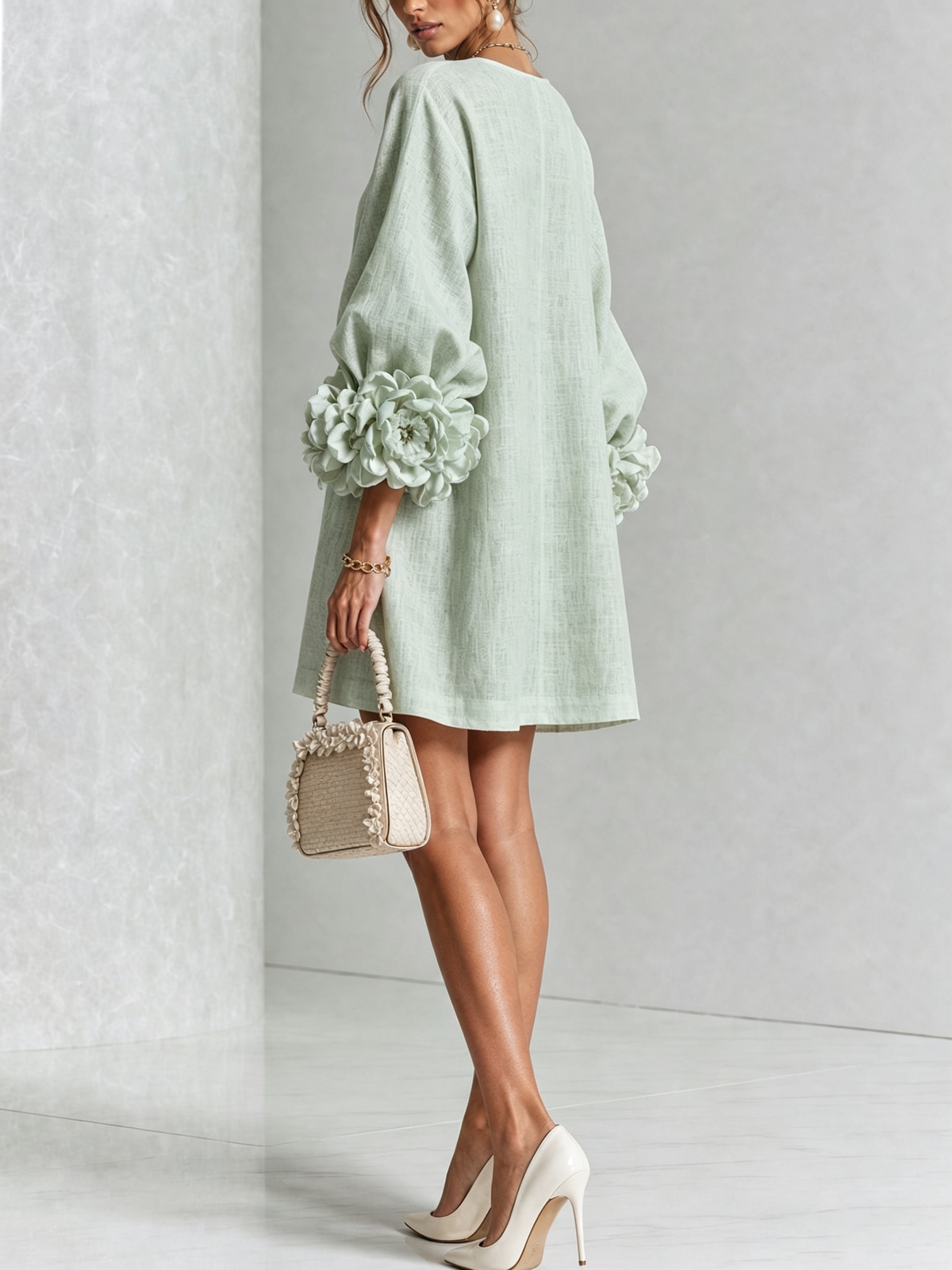 Maisie- Rosette Cuff Mini Dress