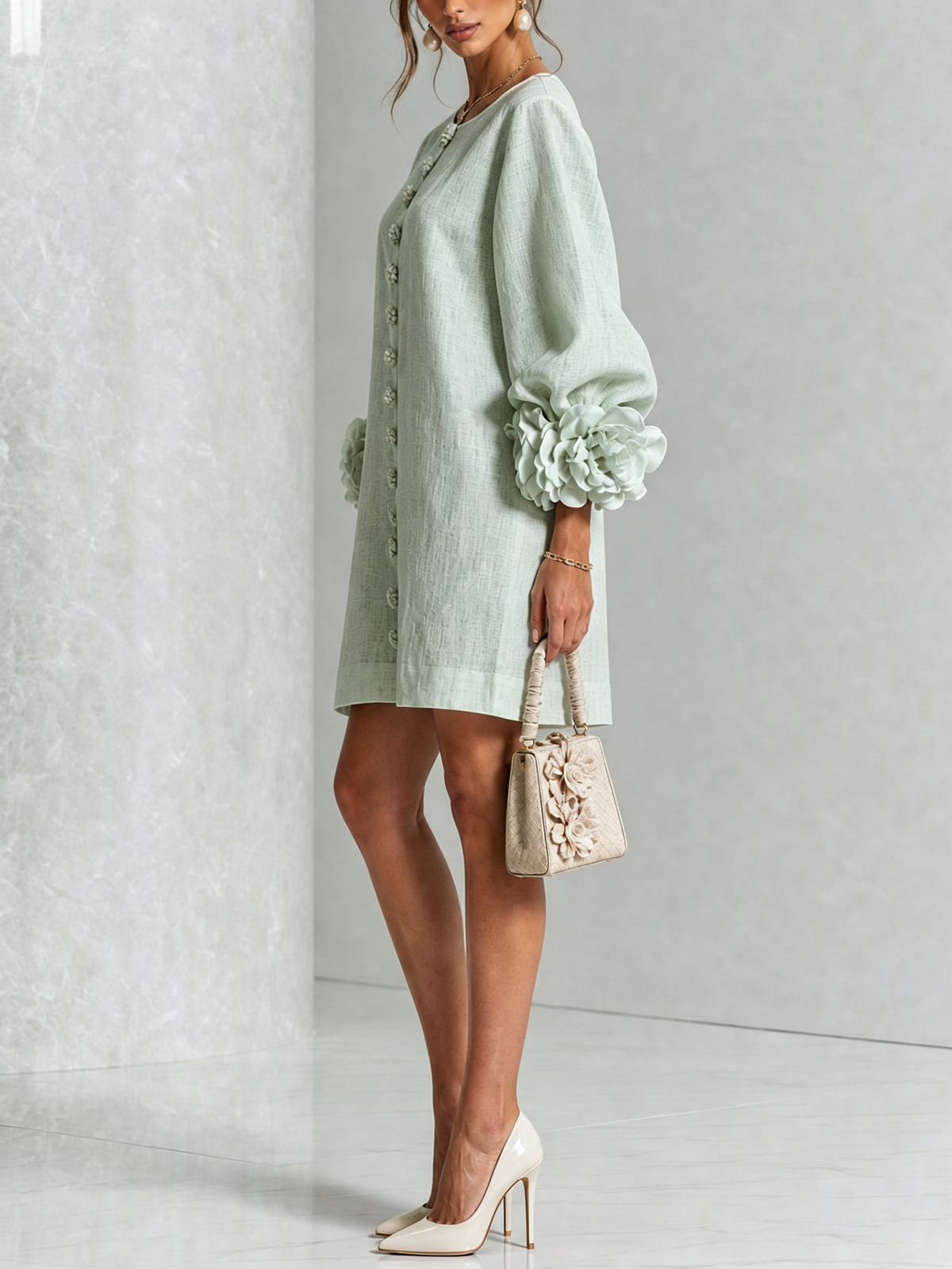 Maisie- Rosette Cuff Mini Dress