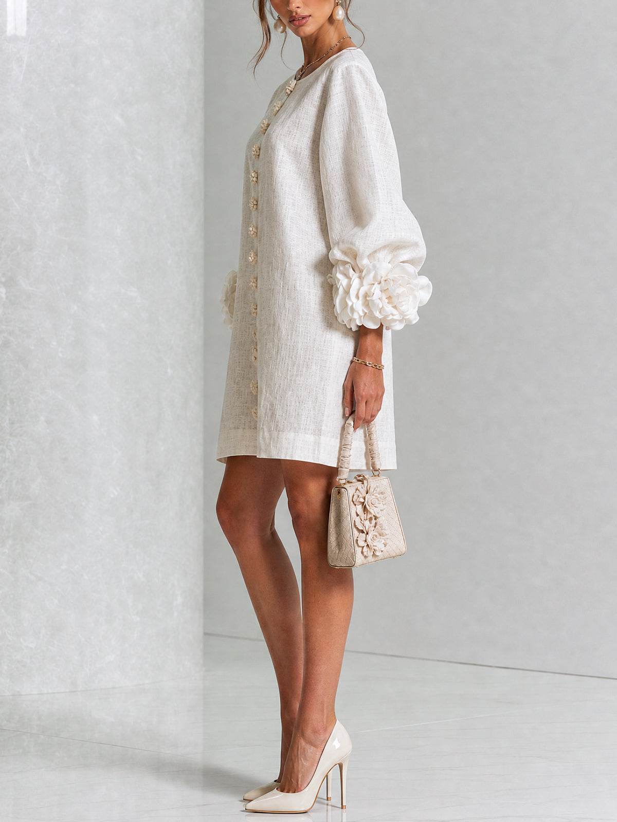 Maisie- Rosette Cuff Mini Dress
