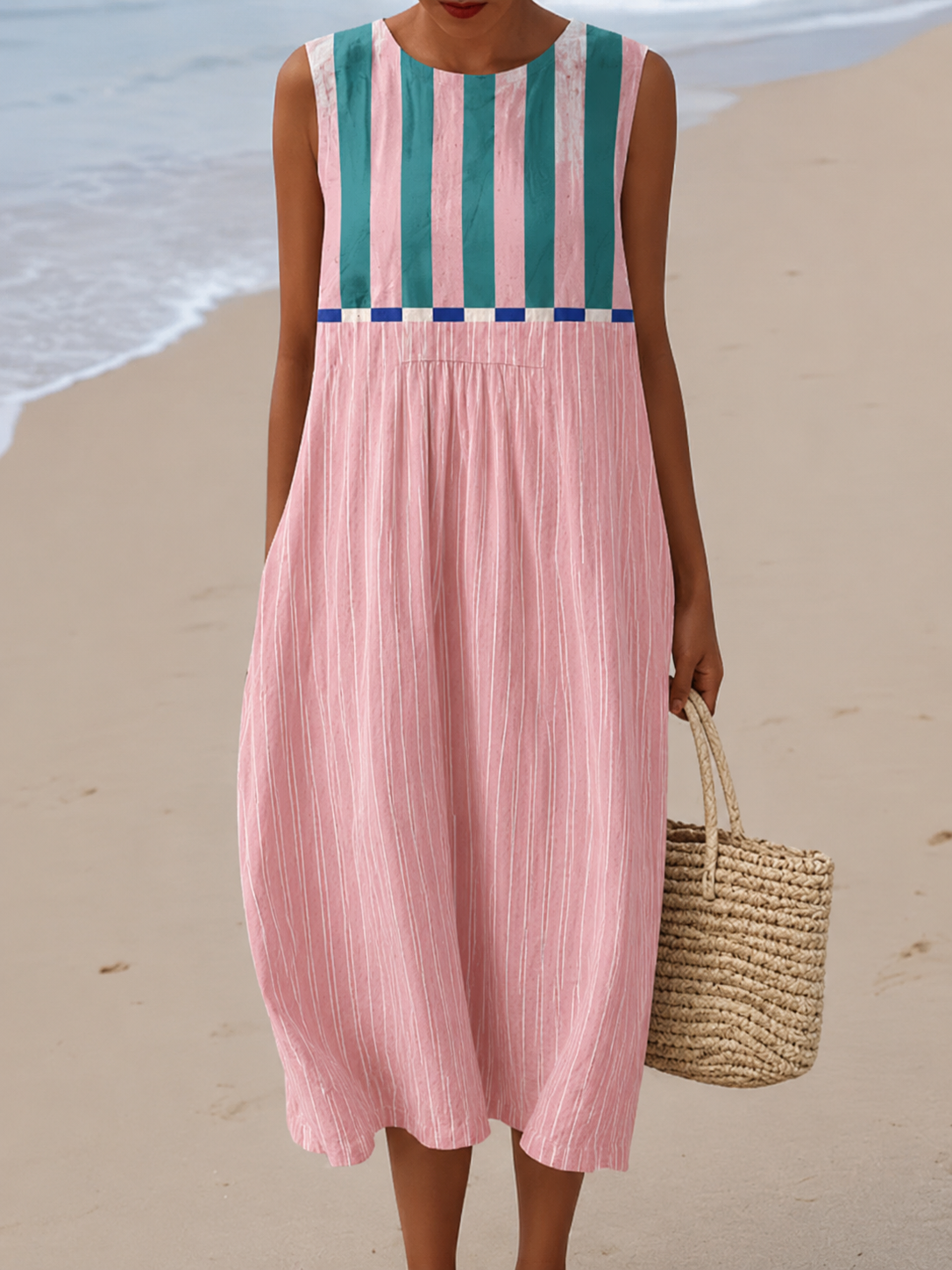 Lilia™ Robe Midi à Rayures Pastel