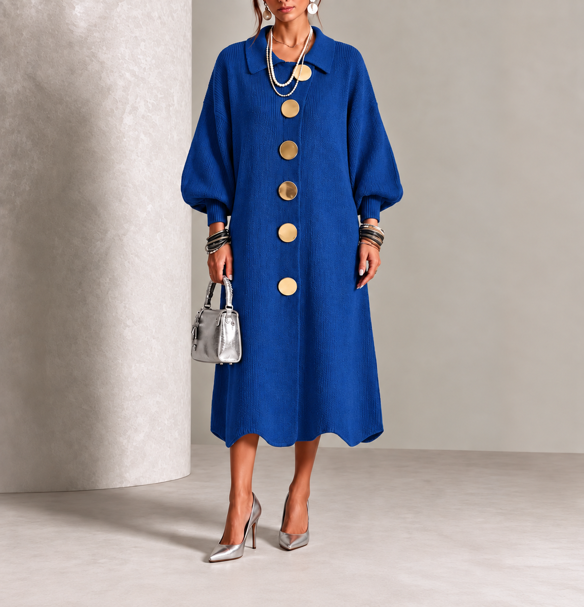 Sienna – Robe boutonnée à manches longues