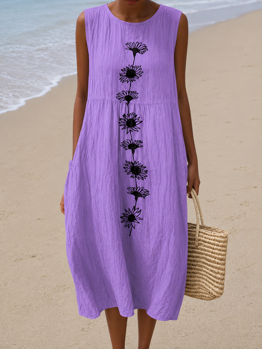 Emma™ Robe Midi Fleurs Violettes