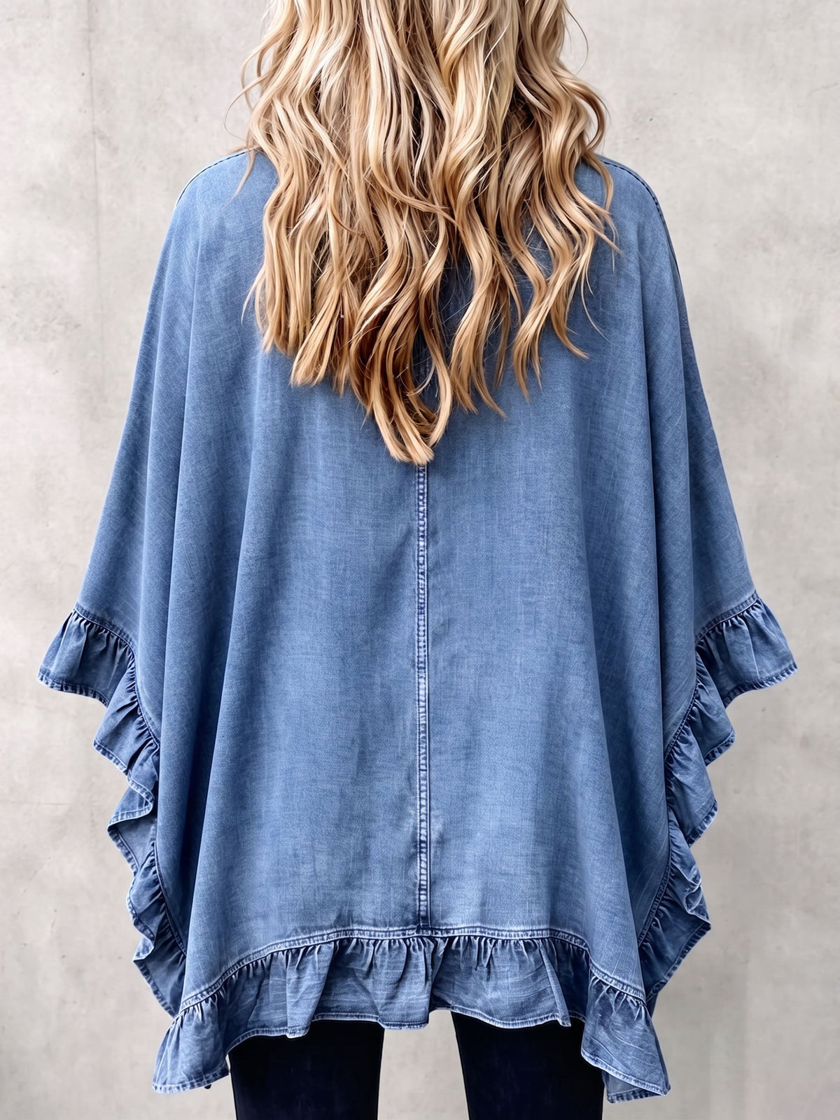 Corinne | Gilet en jean style bohème chic avec finitions à volants